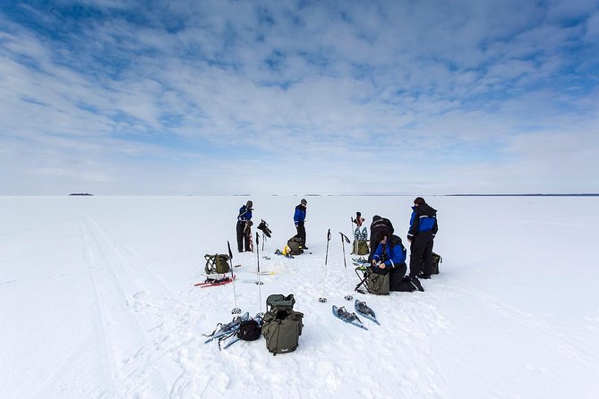 Arctic Day with Ice Fishing and Floating - Snowshoeing through the Arctic woods