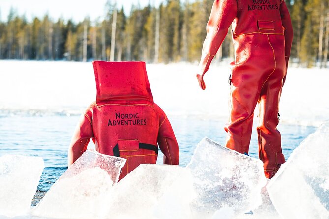 Daytime Arctic Ice-Floating in Rovaniemi, Small-Group - Getting into the suit and water