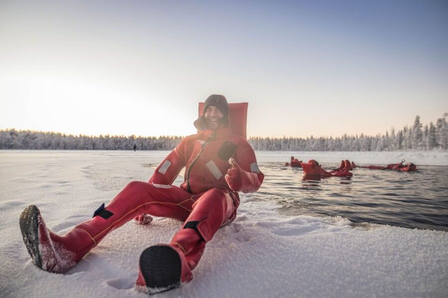 Daytime Ice Floating Rovaniemi, Frozen Lake Experience - Floating among ice, snow, or open water