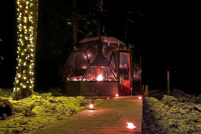 Glass Igloo Campfire Dinner under Northern Lights - A three-course dinner with Finnish winter touches