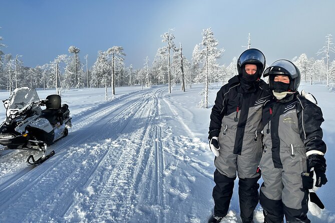 Ice Fishing with Snowmobiles - Riding through Rovaniemi’s snowy forest