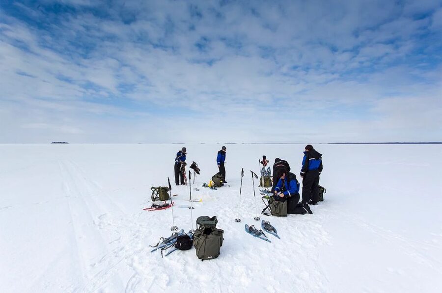 Lapland: Ice Fishing, Floating & BBQ Snow Adventure - The salmon BBQ is the day’s warm center