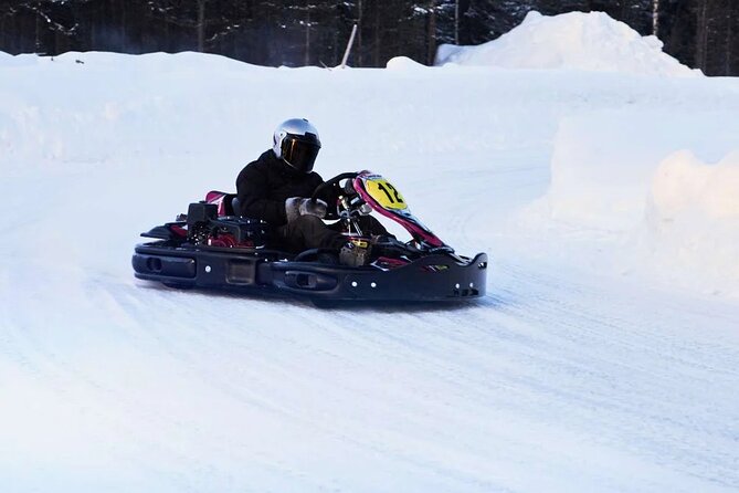 Lapland Winter Park Ice Karting Experience in Rovaniemi Finland - Racing through a snowy forest near Rovaniemi
