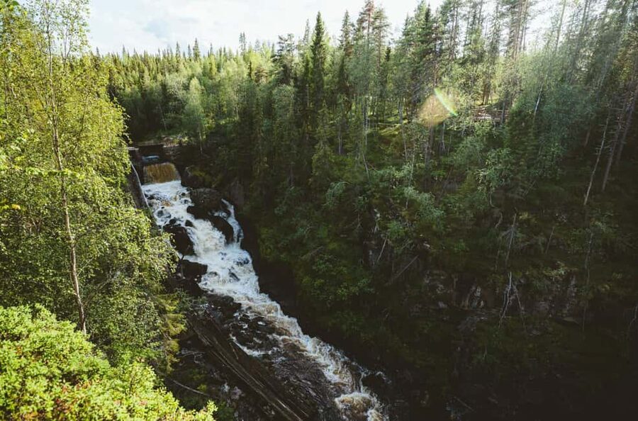 Rovaniemi: Auttiköngäs Waterfalls Hike Tour & Barbeque - Walking through forest, bridges, and falling water