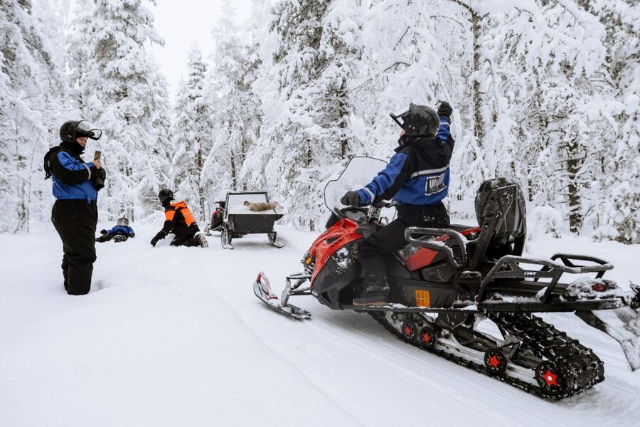 Rovaniemi: Family Snowmobile Safari with Campfire and Snacks - Adults drive, children ride in the sled