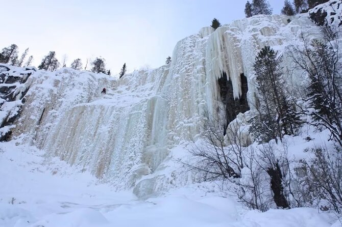 Rovaniemi: Korouoma Canyon & Frozen Waterfalls Tour with BBQ - Getting dressed for a frozen canyon