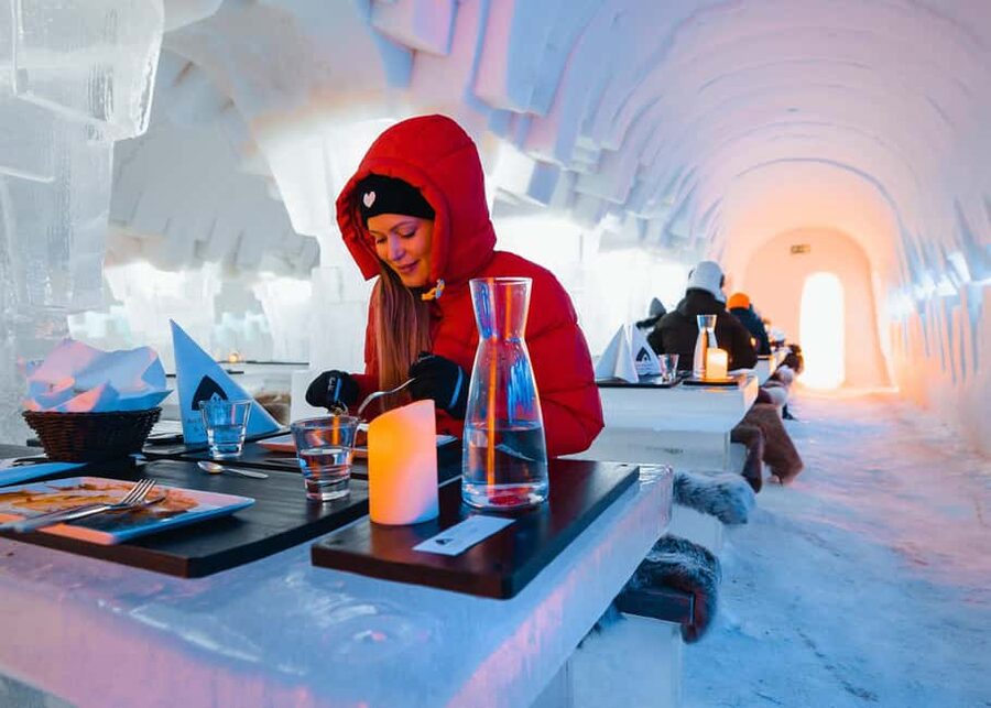 Rovaniemi: Snow Hotel Tour and Ice Restaurant Dinner - The Ice Restaurant menu, from parsnip soup to roast elk