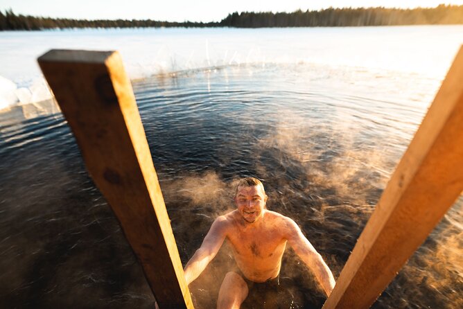 Traditional Lappish evening in the wilderness with dinner - The Arctic lake swim takes nerve