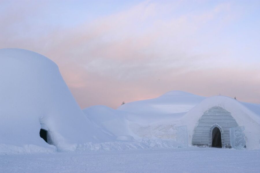 Ylläs: Snowmobile Tour to Arctic Snow Village & Snack - Entering Snow Village, a Seasonal Hotel Made of Ice